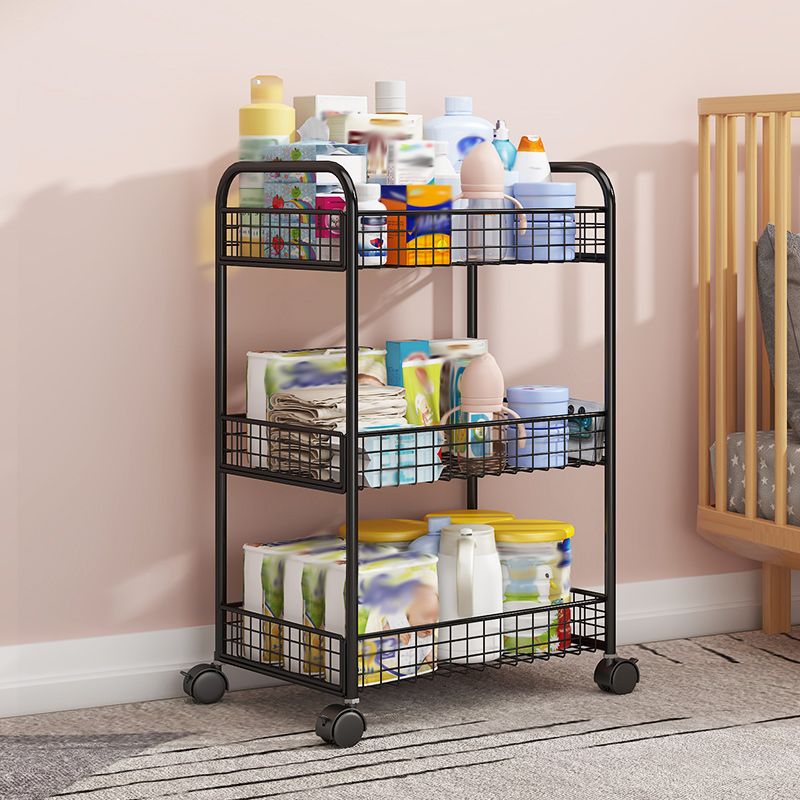 Metal Standard Bookcase with Wheels Children's Storage Bookshelf