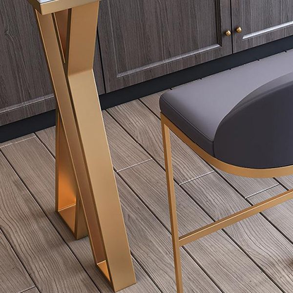 White and Gold Bistro Bar Desk Contemporary Stone Top Bistro Bar Table