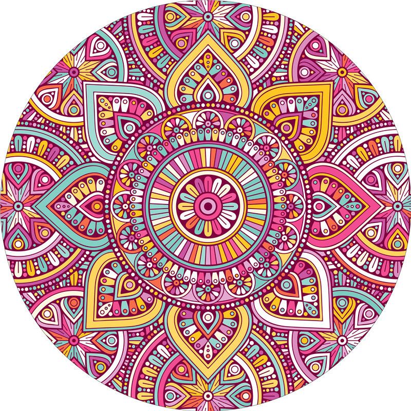 Alfombra multicolor Mandala Synthetics Alfombra marroquí que no es deslizante alfombra lavable para mascotas para sala de estar