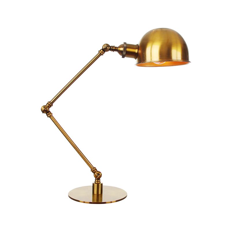 Golden Bowl Shade Table Lamp Industrial Stylish 4"/8.5" W 1 Light Metal Table Lighting with Adjustable Arm