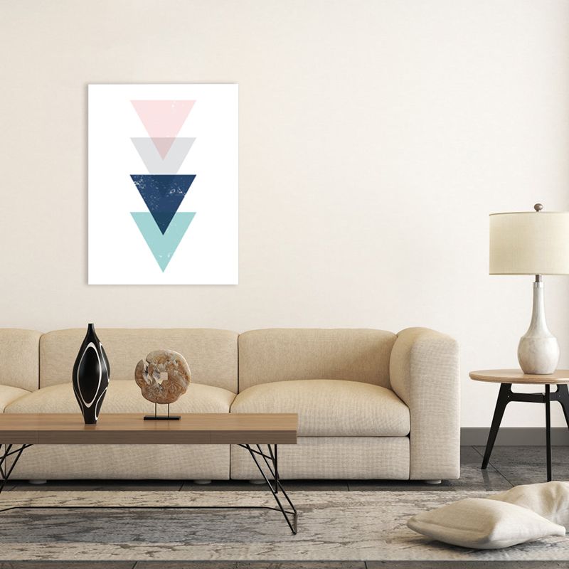 Scandinavian Triangle Graphic Canvas Soft Color Geometry Wall Decor for Bedroom, Textured