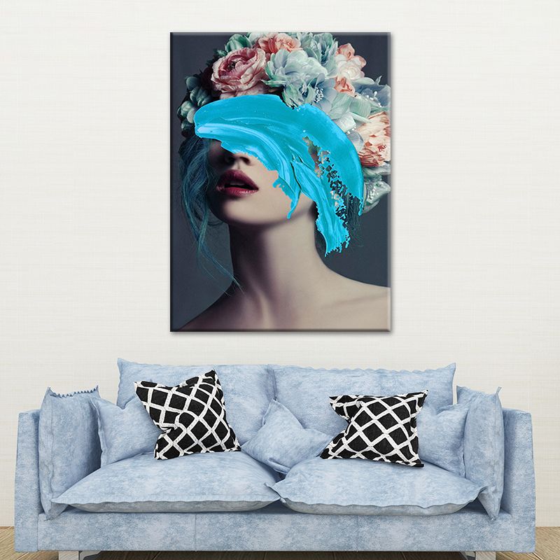 Glam Figure Wall Decor Canvas Textured Pastel Color Wall Art Print for Dining Room