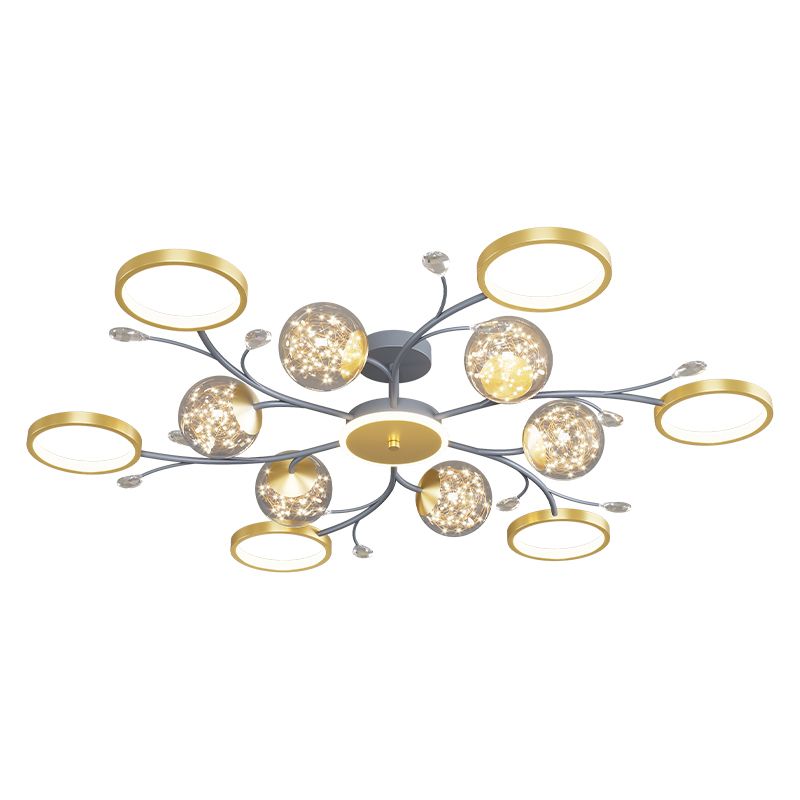 Blue Sputnik Flush Mount Ceiling Light Modern Glass Flush Light for Living Room