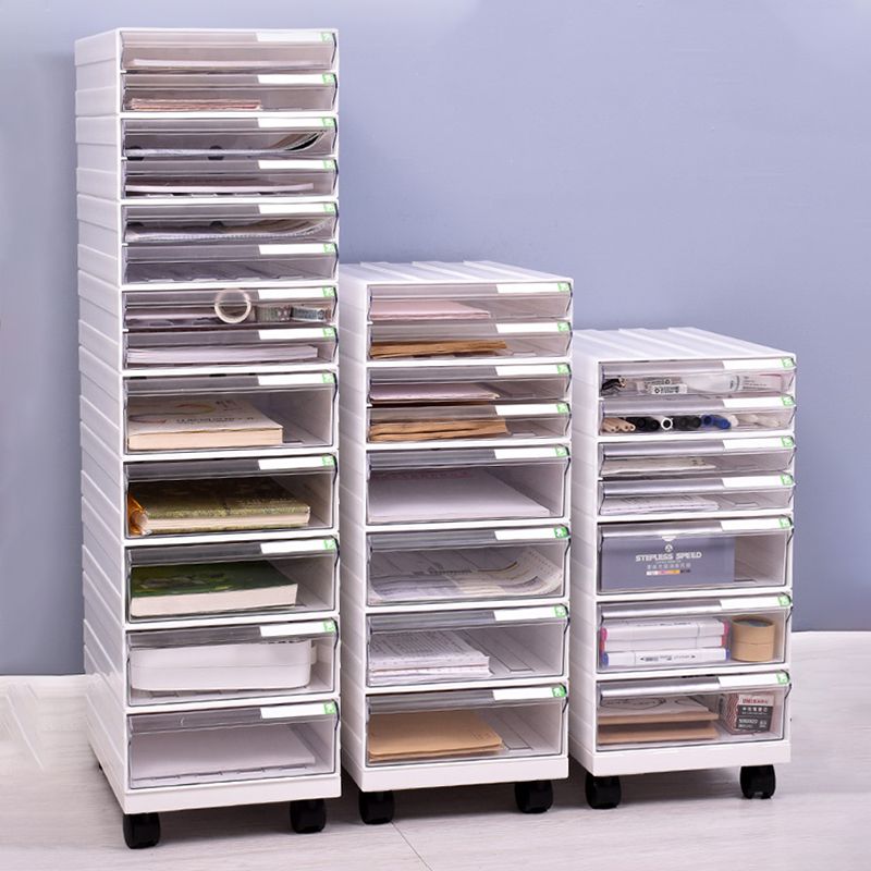 Lateral Plastic File Cabinet Home or Office Clear File Cabinet with Drawers