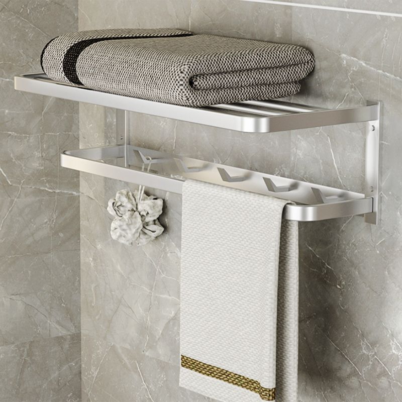 Modern Bath Hardware Set Silver Bath Shelf Towel Bar Bathroom Accessory Kit