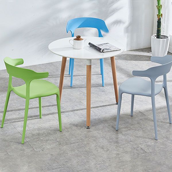 Contemporary Style Stackable Chairs Dining Armless Chairs with Plastic Legs for Kitchen