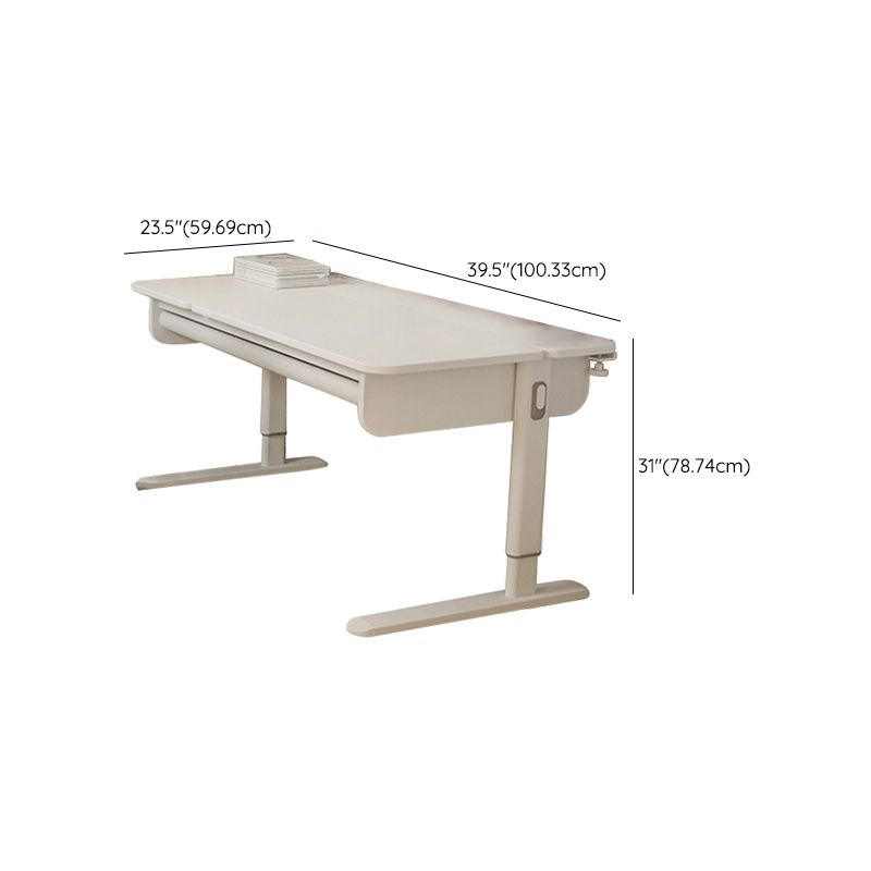 Contemporary Solid Wood Adjustable Study Desk in Metal Frame