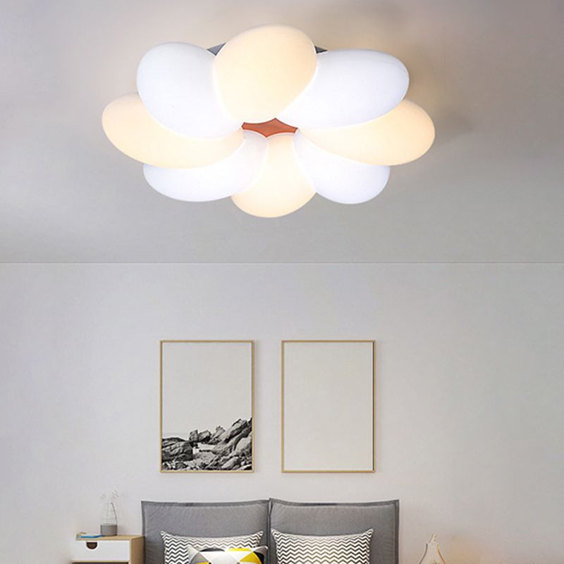 LED Modern Metal Flush Mount Flower Shape Ceiling Light with Acrylic Shade for Bedroom