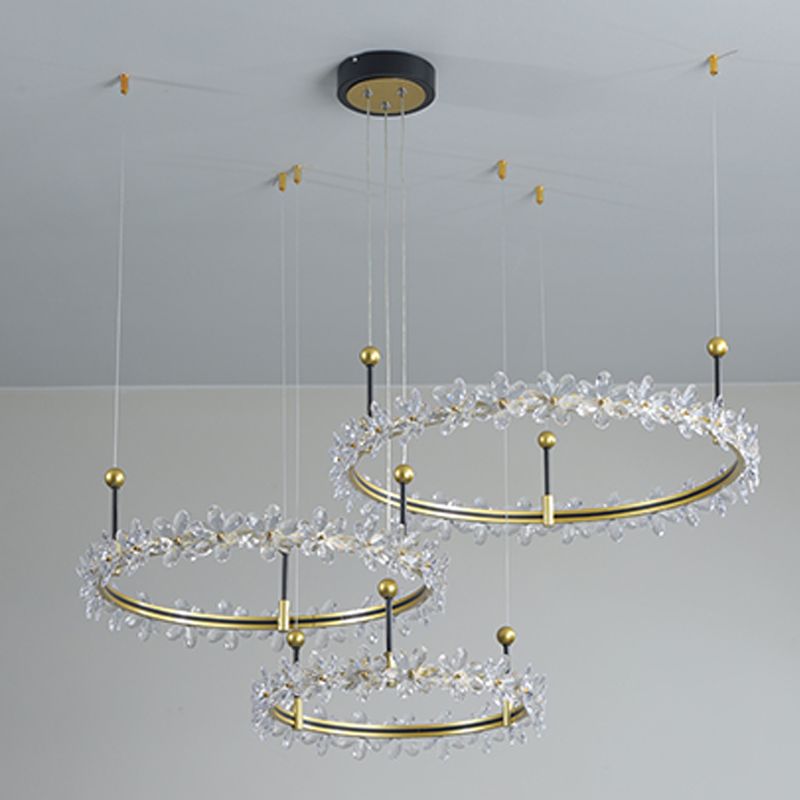 3-Tier Shape Chandelier Lights Modern Metal 3 Light Chandelier Lighting Fixtures in Gold