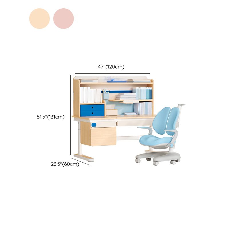 Contemporary Adjustable Children's Desk with 4 Drawers and Storage Shelves