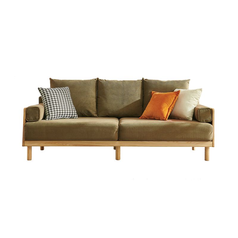 Recessed Arm Sofa Living Room Pillow Back Couch with Solid Wood Frame