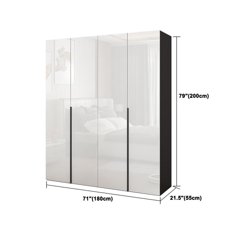 Engineered Wood Modern Wardrobe Armoire White Mirrored Finish Armoire