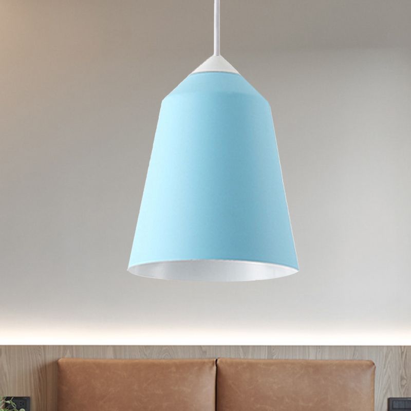 Bell Pendant Lighting Minimalist Metal 1 Light White/Blue/Gold Hanging Ceiling Light