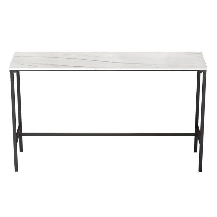 Sintered Stone Top Rectangular Bar Table Modern Bistro Table with Trestle Base