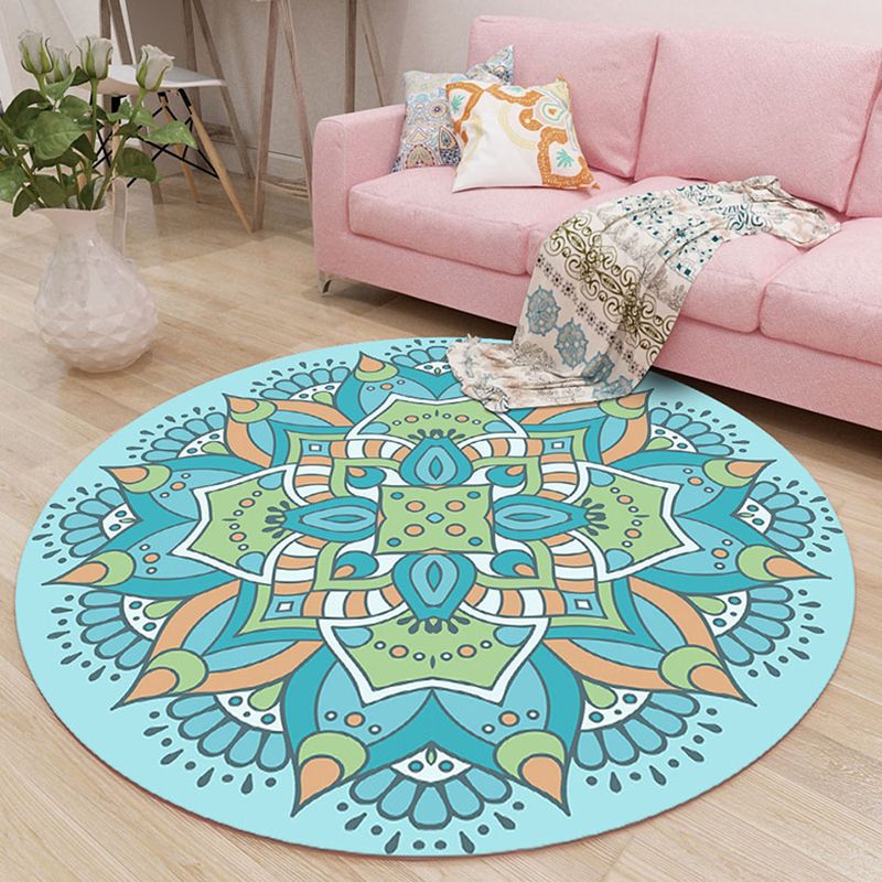 Chic Beige Americana Pattern Rug Polyester Bohemian Area Carpet Non-Slip Rug for Home Decor