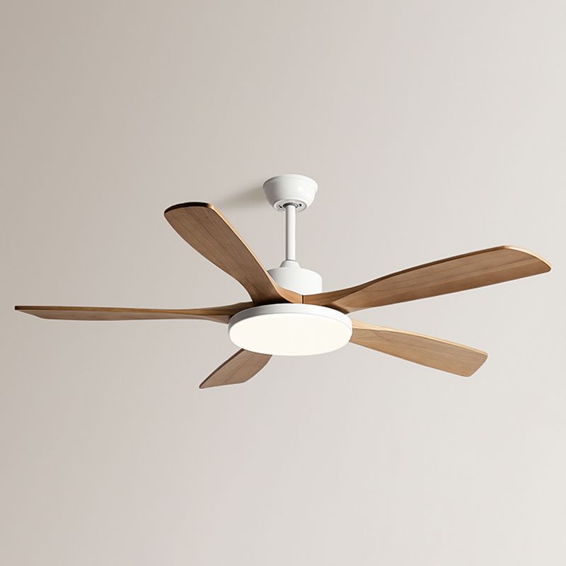 Contemporary Ceiling Fan 5 - Blades Metal and Wood LED Fan Lighting