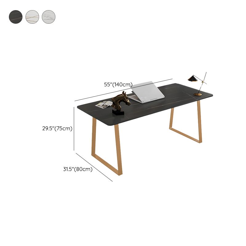 Rectangle Sintered Stone Top Office Desk Glam Style Writing Desk for Office