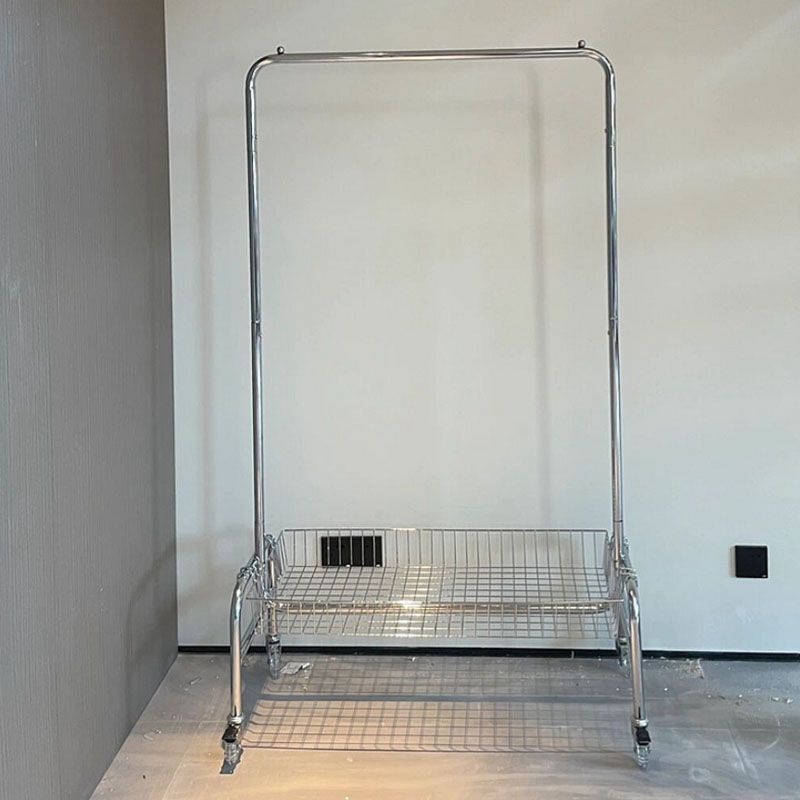 Industrial Hall Stand Metal Hanging Rail and Storage Shelf Coat Rack