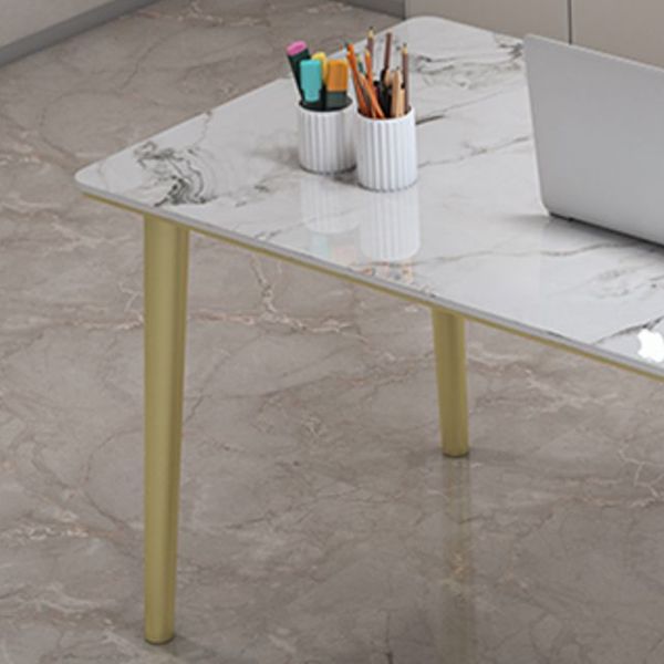 Glam Stone Office Desk Cabinet Included Writing Desk for Office