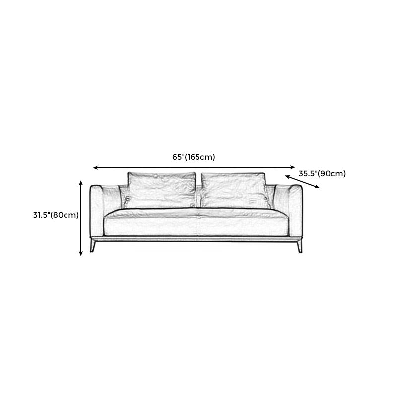 31" High Contemporary Square Arm Standard Sofa with Cushions for Living Room, Dark Brown