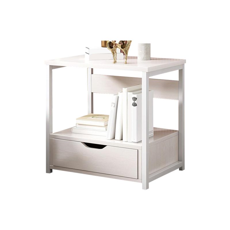 Contemporary Night Table Faux Wood Bedside Cabinet for Bedroom