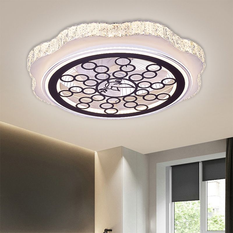 Sunflower/Plum Blossom/Star Patrón colgante Luz de ventilador Modernos de corte rectangular de 23.5 "W LED White Semi-Flush Monte