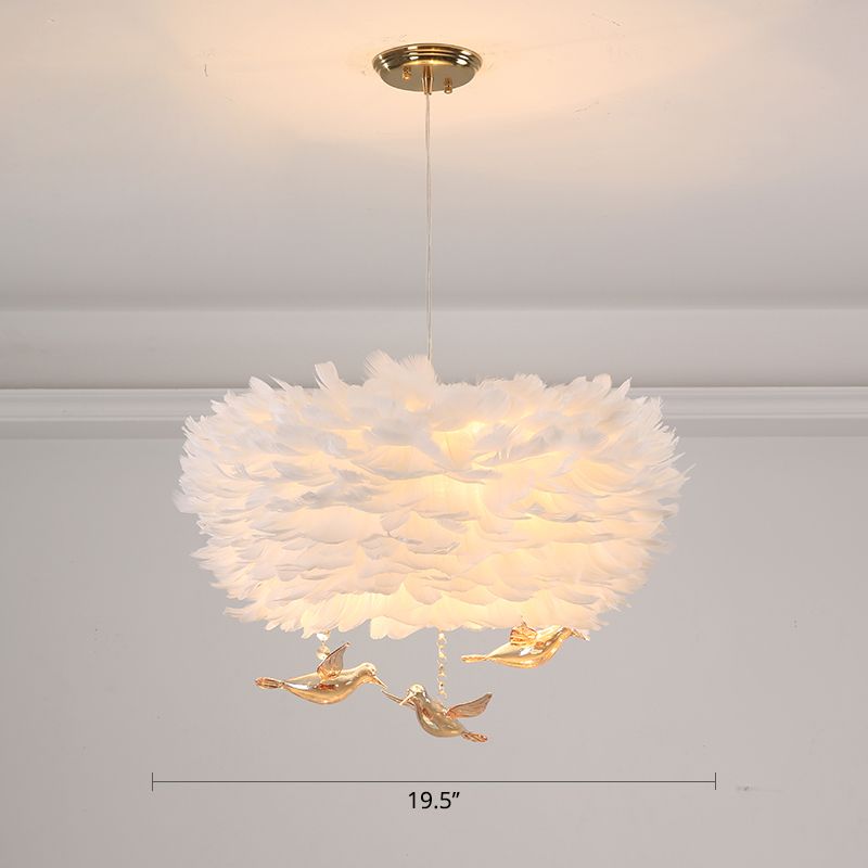 Lustre de lustre en forme de nid de plumes