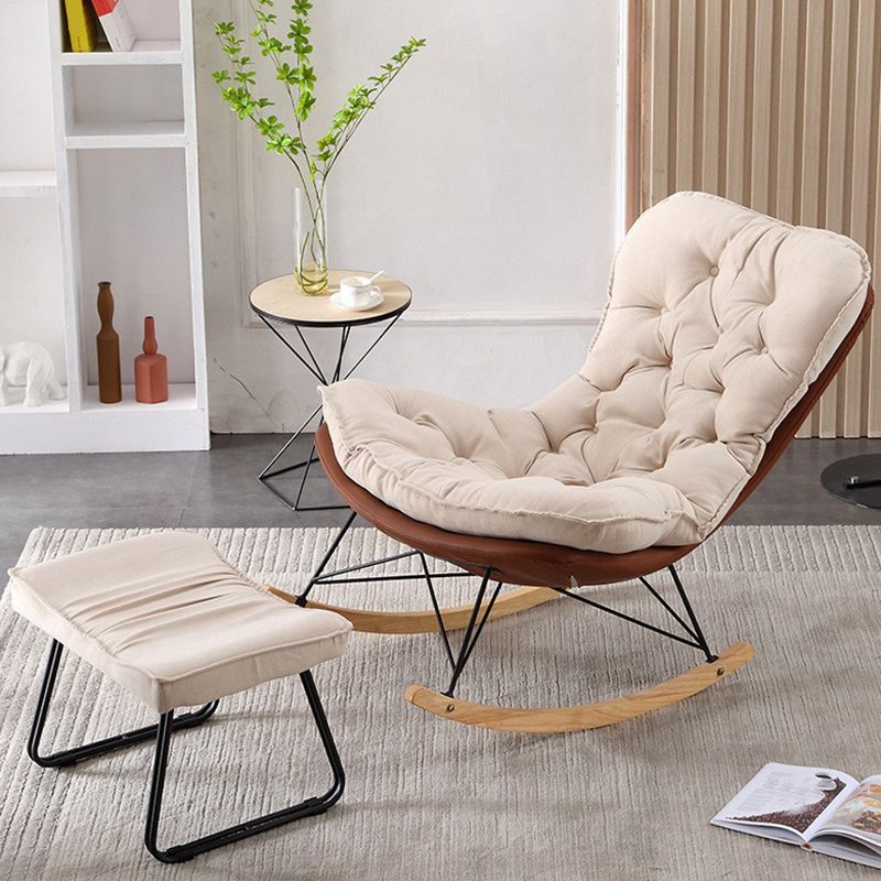 Contemporary Rocking Chair Upholstered Tufted Cushions with Light Legs Glider