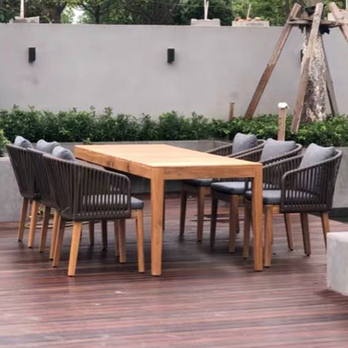 Teak Wood Dining Table Modern Outdoor Water Resistant Patio Table