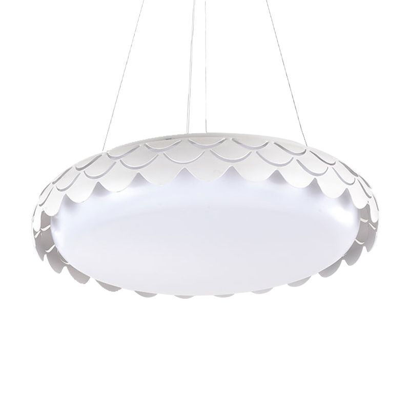 Fish Scale Pendant Lamp Kit Contemporary Metal LED White/Gold Ceiling Hanging Light in Warm/White/Natural Light, 19"/23" Wide