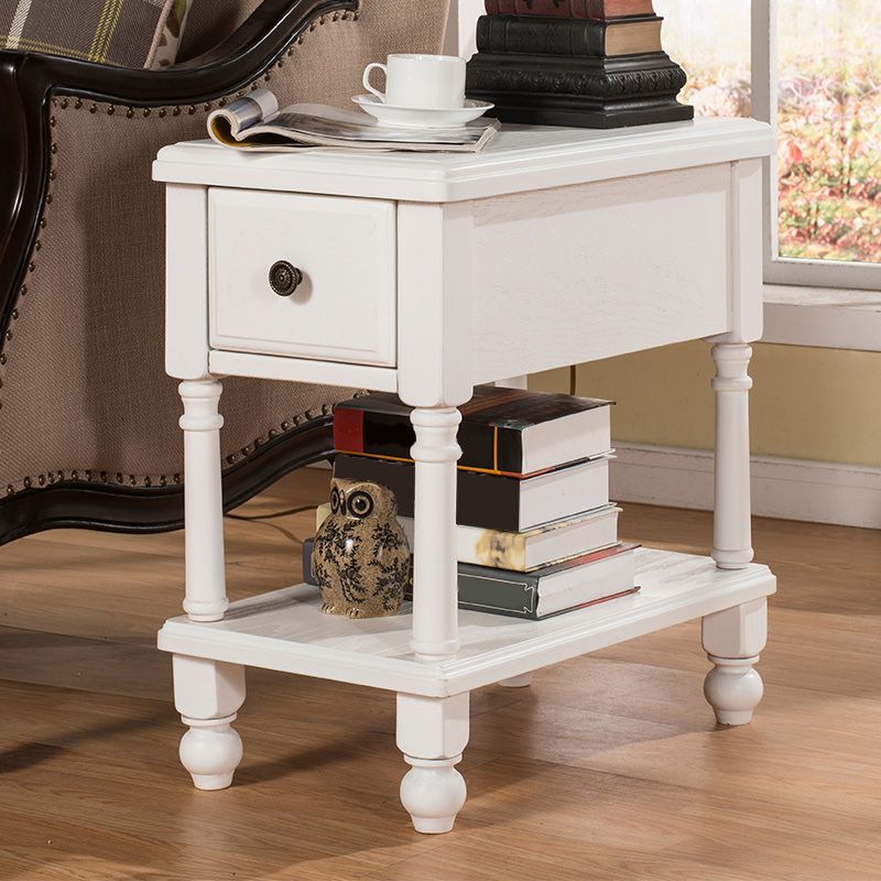 Modernistic Rectangular Side Table Solid Wood 4 Legs End Table