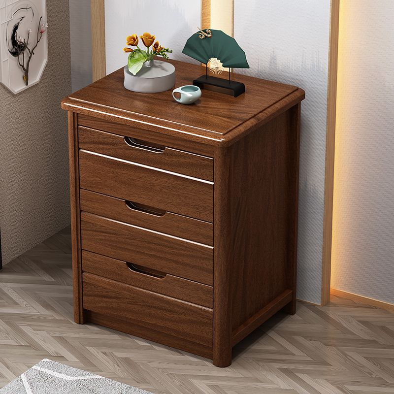 27 Inch H Nightstand Modern Solid Wood 3-Drawer Night Table in Brown