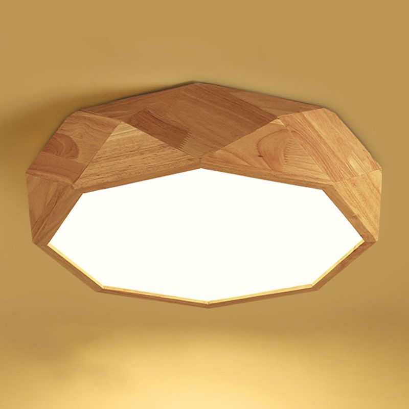 Modern Simplicity LED Flush Mount Wooden Geometric Ceiling Light with Acrylic Shade