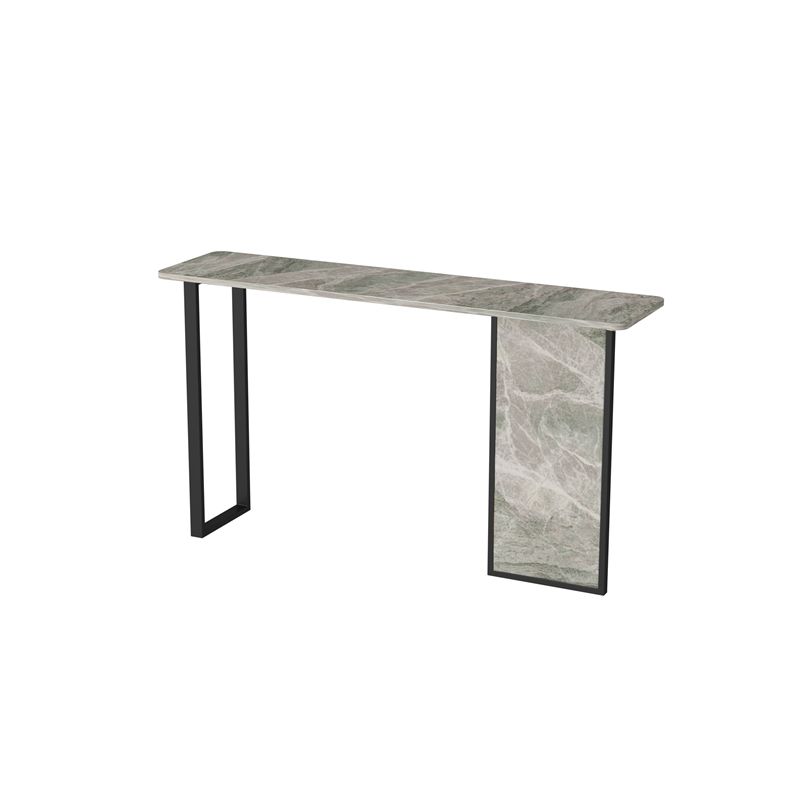 Iron Base Accent Table 31.5" H with Rectangle Stone Top for Hall