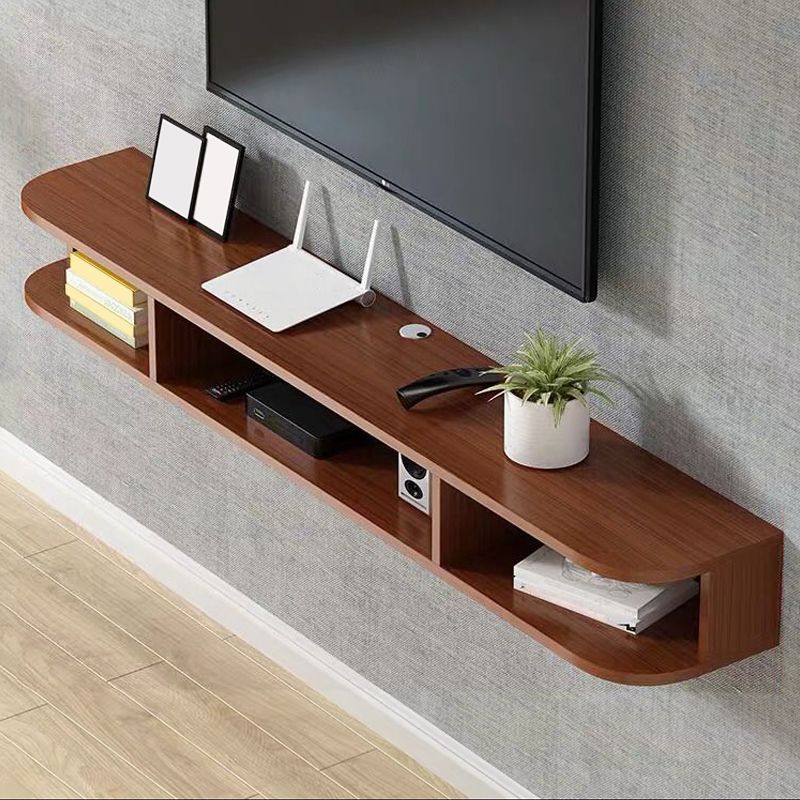 Modern Wood TV Stand Console Wall-mounted TV Media Stand with Shelves for Living Room