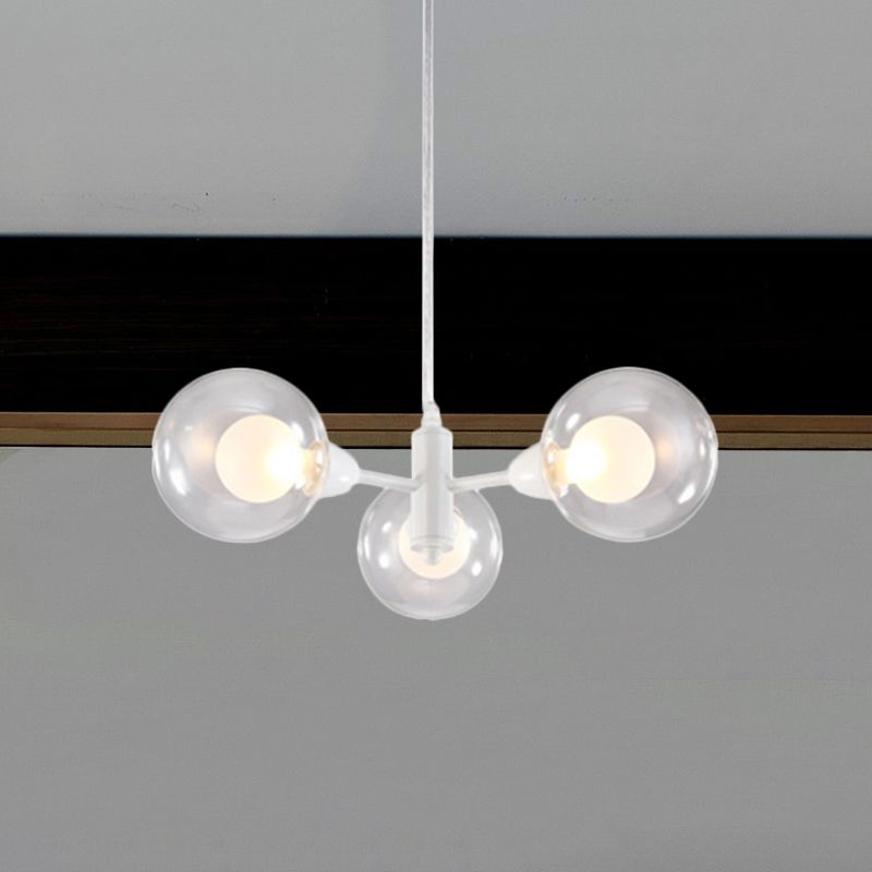 Globe Esszimmer Kronleuchter klares Glas 3/6/9 Lichter moderne LED Hanging Deckenlicht in Weiß