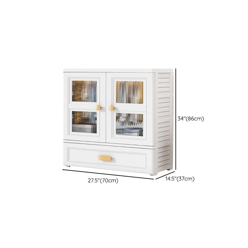 White Plastic Kids Closet Modern Style Shelved Armoire Cabinet with Garment Rod