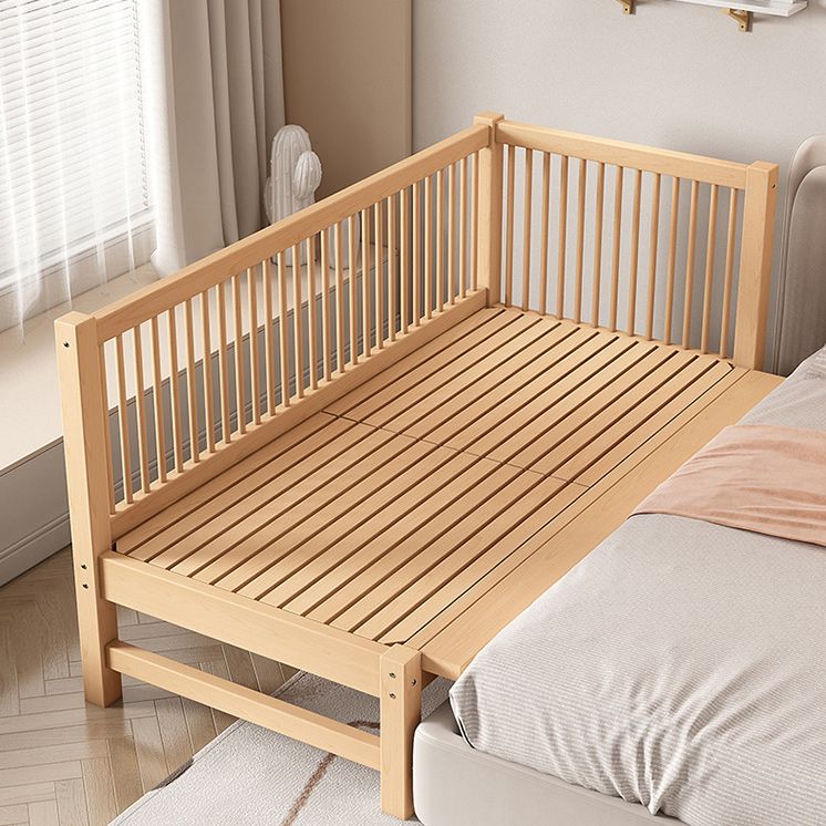 Traditional Beech Nursery Bed Natural Baby Crib with Guardrail