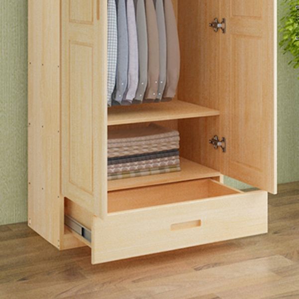 Solid Wood Kid's Wardrobe Contemporary Kids Closet with Storage Drawers