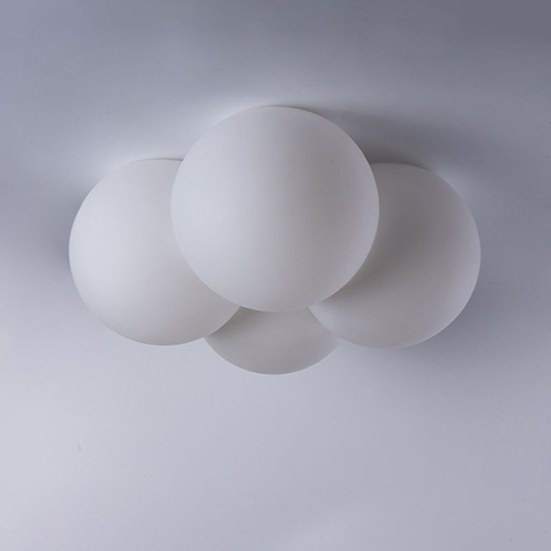 White 4 - Light Flush Mount Light Plastic Globe Kids Style Ceiling Flush Mount