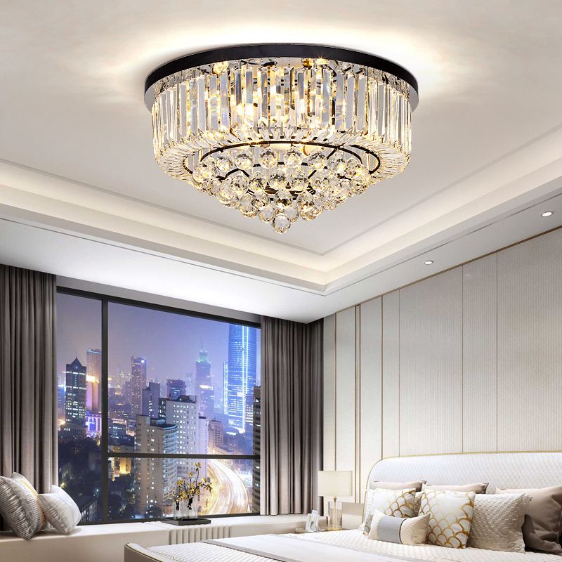 Crystal Round Flush Mount Lights Contemporary Style Multi Lights Flush Ceiling Light