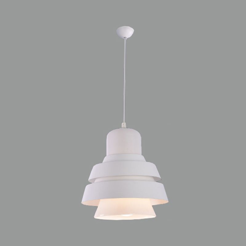 1 lamp slaapkamer hanglamp Modern Wit opgehangen verlichtingsarmatuur met wijd uitlopende metalen schaduw