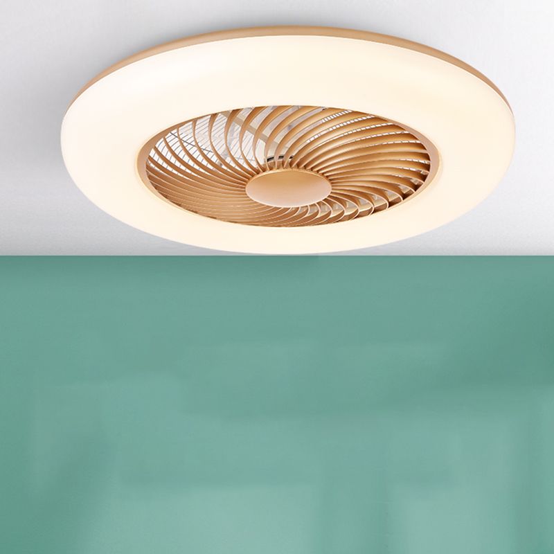 Round Ceiling Fan Light Modern Style Metal Single Light LED Flush Light