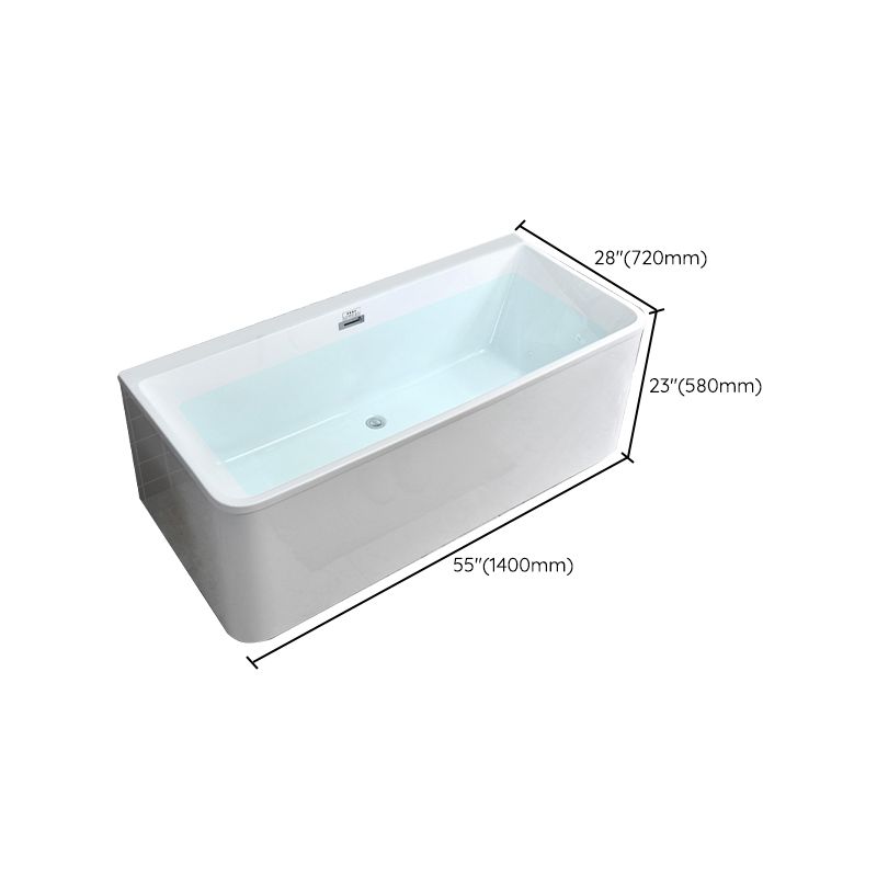 Soaking Back to Wall Bathtub Rectangular Antique Finish Modern Tub