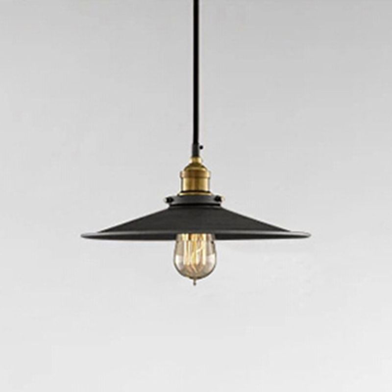 Industrial Style Tapered Pendant Ceiling Light Metal Hanging Light Fixture in Black