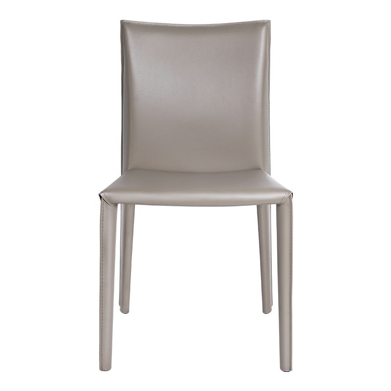 Contemporary Leather Armless Dining Accent Chair in Gray for Home