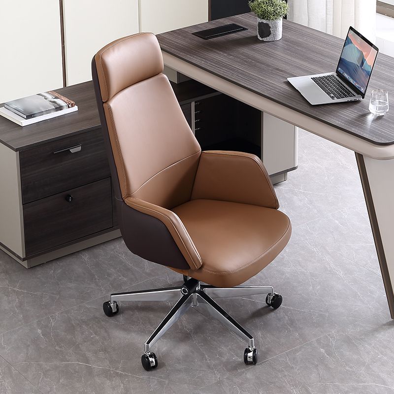 Modern Chair Leather Adjustable Seat Height Office Chair with Wheels