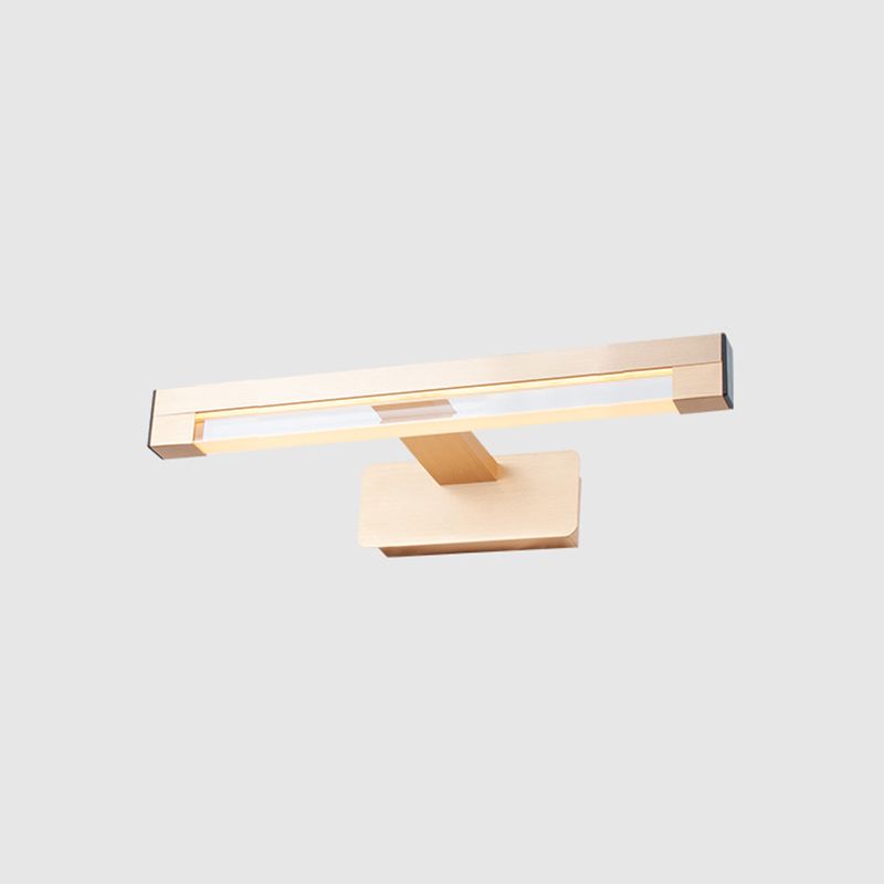 Linear Shade Metal Wall Light Modern 1- Light Mirror Wall Mount Light Fixture in Gold