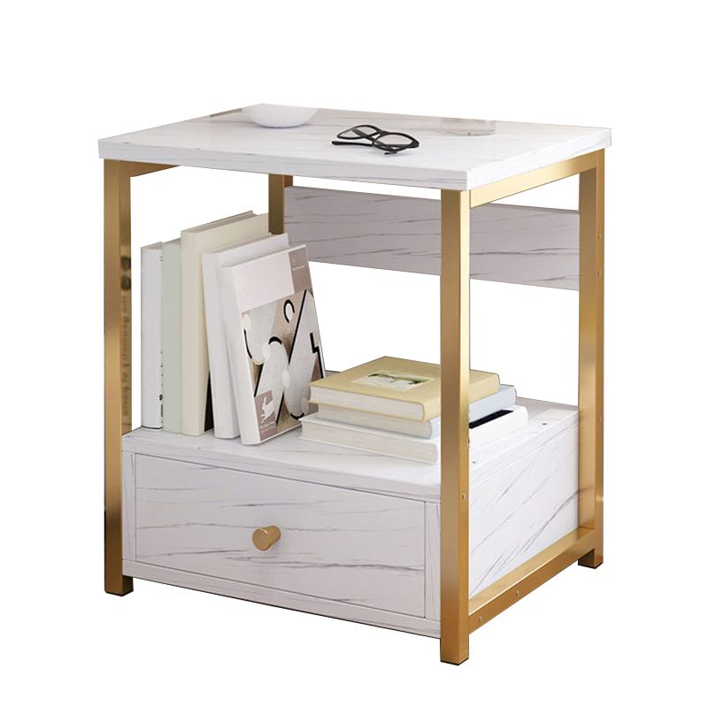 Modern Style Plate Countertop Metal Frame White/wood/walnut/off-white Nightstand