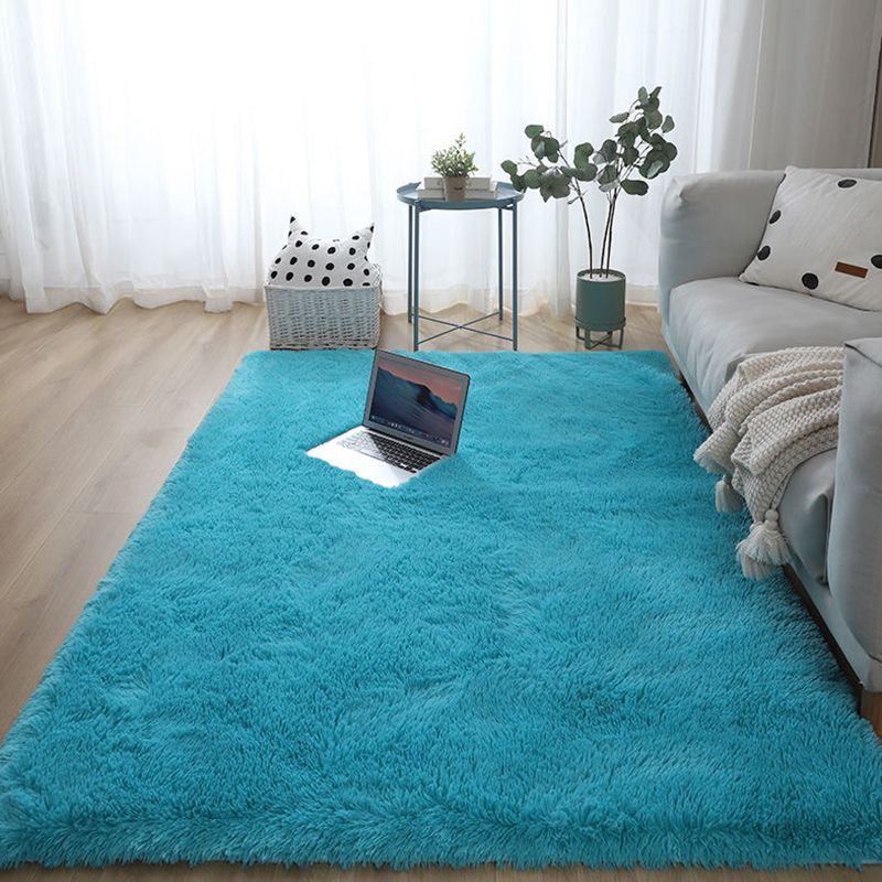 Multicolored Contemporary Area Rug Simple Plain Polyester Indoor Carpet Anti-Slip Backing Shag Rug for Living Room